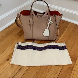 Tory Burch Tan Leather Tote with Red Interior